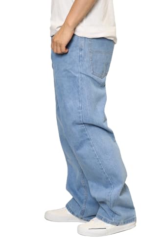 URBANJ Men's High Waist Baggy Jeans Loose Fit Wide Leg Denim Pants2