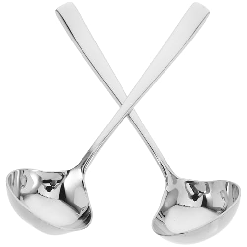 VALICLUD Cucharas para Salsa de Acero Inoxidable 74 Pulgadas 2 Piezas Cucharones Pequeños para Servir Mango Ergonómico Utensilios de Cocina Versátiles para Salsas y Aderezos