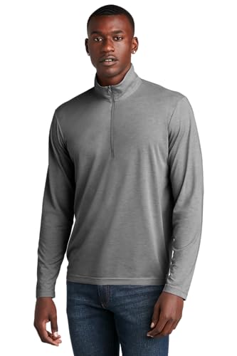 SPORT-TEK PosiCharge Tri-Blend Wicking 1/4-Zip Pullover ST407, Dark Grey Heather, X-Large