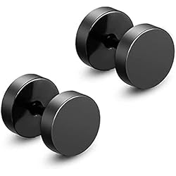 Aretes Para Hombre Color Negro Zeayebsr 1 pares Pendientes Hip Hop Tapones Pendientes de Hombre Mujer Redondos de Acero Inoxidable 5mm Negros Pulidos Aretes Unisex