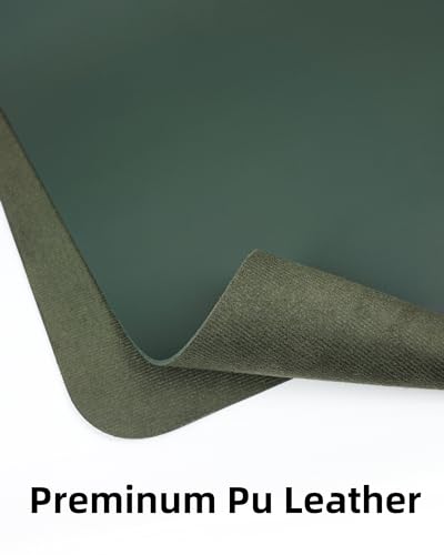 Image of AFIING Leather Desk Pad Protector, Mouse Pad, Office Desk Mat, Non-Slip PU Leather Desk Blotter, Large Desk Mat, Waterproof Keyboard Mat for Office /Home /Decor (Dark Green, 48 inch x 17 inch)