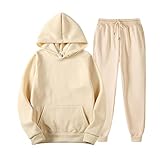 ORANDESIGNE Herren Jogginganzug Trainingsanzug Sportanzug 2 Piece Hoodie Sporthose Kapuzenpullover Jogginghose Sweat Suits Set A-Khaki L