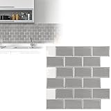 VA-Cerulean 3D Fliesenaufkleber,Grau Fliese,10 Stück 30,5 x 30,5 cm Selbstklebende Vinyl Dekorative Fliesen,Peel und Stick Backsplash,Wasserdicht,Abziehbar Klebefliesen für Küche Bad Schrank