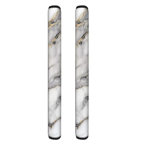 NETILGEN Refrigerator Door Handle Covers Set of 2, Kitchen Appliance Armrest Decorative Mat Non-Slip for Fridge Dishwashers Microwave Home Kitchen Decoration, White Grey Gold Marble