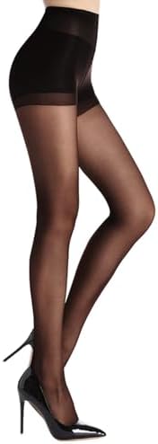 Black Sheer Tights for Women High Waist Pantyhose Thigh High Stockings Suspenders With Support and Reinforced Toes