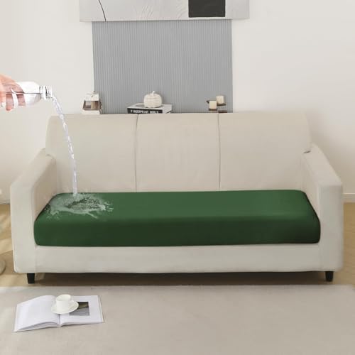 Image of HOKIPO 100% Waterproof Stretchable Elastic Seat Cushion Cover, 3 Seater, Green (NEW-AR-5354-GRN)
