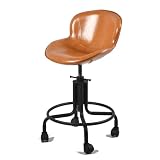 Topower Antique Industrial Metal Chair with Wheels