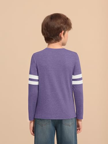 Image of Haloumoning Boys Long Sleeve Shirts Kids Crewneck T Shirts Casual Striped Tops Tees 5-14 Years