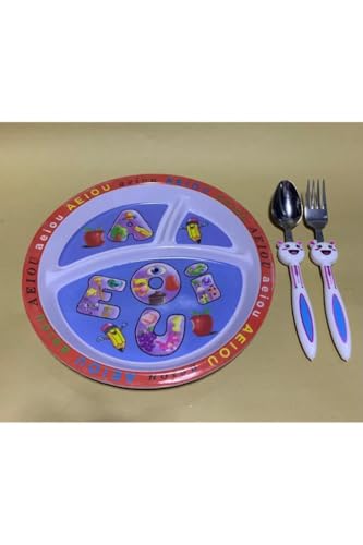 Çocuk Bölmeli Harfli Mama Tabağı Seti 3’Lü Çocuk Yemek Takımı
