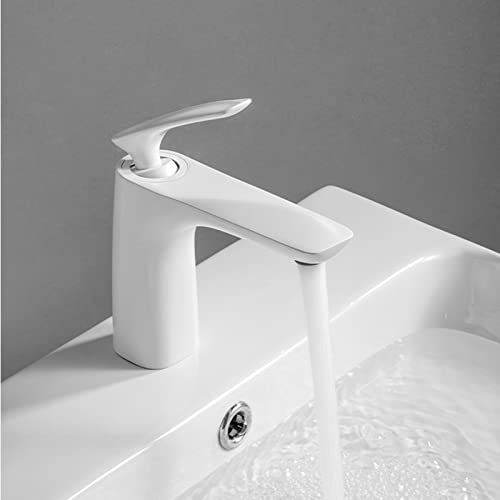 Mitigeur salle de bain monotrou blanc avec cartouche céramique durable