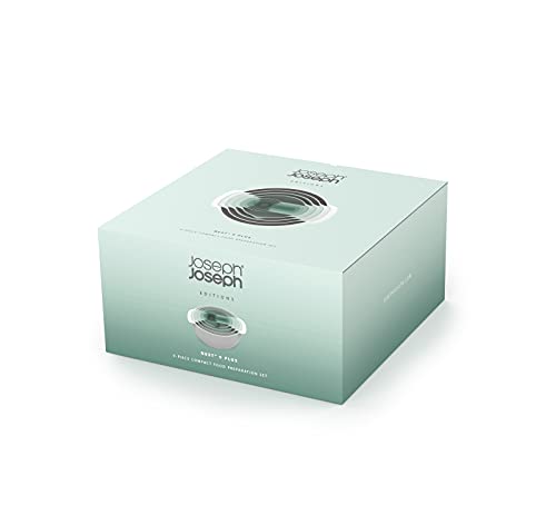 Joseph Joseph Nest 9 Plus, 9 Piece Compact Food Preparation Set with Mixing Bowls, Measuring cups, Sieve and Colander, Editions Range, Sage Green