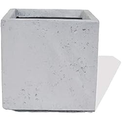 Maceteros De Fibra De Vidrio Köhko® Macetero de fibra de vidrio, 40 x 40 x 40 cm, color marfil cuadrado