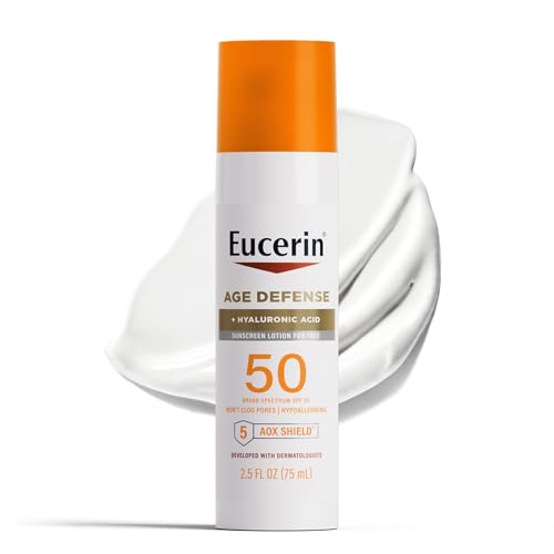 Eucerin Sun Age Defense SPF 50 Face Sunscreen Lotion with Hyaluronic Acid, Hypoallergenic...