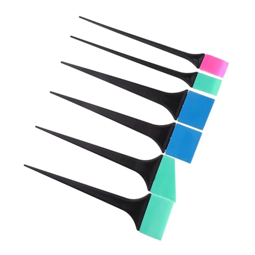 Beatifufu Hair Dyeing Brush Tool Silicone Hair Coloring Brush Mixing Stirrer 6 Silicone Tips Set Random Style