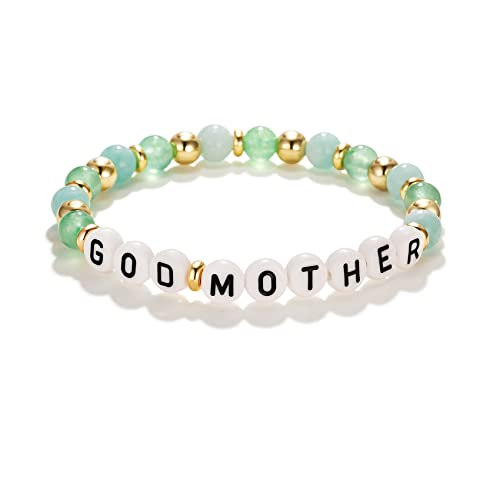 Godmother Goddaughter Bracelets, Mothers Day Godmother Gift, Goddaughter Gifts from Godmother, Godmother Gifts from Godchild, Stretch Beaded Gold Bracelets for Women, FLBR03B2