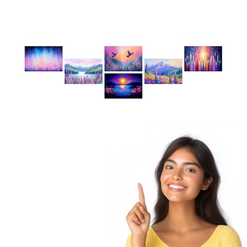Image of SiddArtify Floral Landscape Wall Art Prints Set - Colorful Nature Poster Decor for Living Room Bedroom Office - Set of 2-4x6 Inch - Board (Pack of 6) - Sticker (Pack of 6)