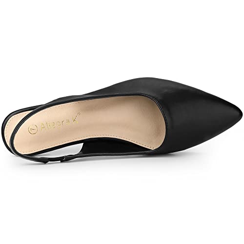 Allegra K Women's Pointed Toe Pumps Flat Black Slingback Pumps 7.5 M Us #TOP3