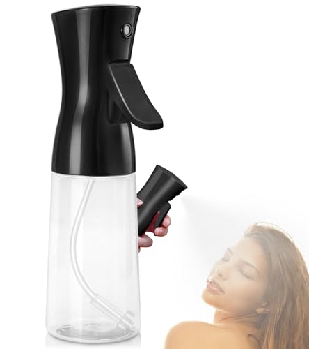 Ultrafeiner Nebelsprüher, Haarsprühflasche mit Dauerhaftem Sprühstrahl | Wasserzerstäuber für Hairstyling, Salons, Reinigung, Pflanzenpflege | Geeignet für ätherische Öle - 200 ml (6,8 oz) - Schwarz
