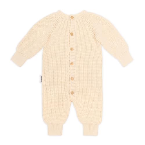 Ehrenkind® Baby Strickoverall aus 100 % Bio-Baumwolle | Weich, atmungsaktiv & temperaturregulierend | Mitwachsend & dehnbar | OEKO-TEX® zertifiziert | Natur 74/80