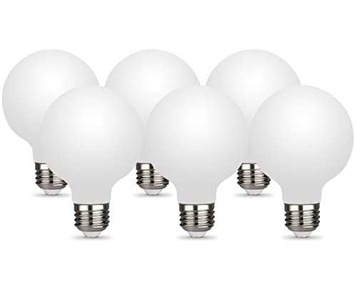 YIMILITE - YIMILITE G25 LED Globe Light Bulbs E26 Base 2700K Warm White 5W Equivalent to 40W Incandescent Vanity Light Bulbs for Bathroom dimmable Makeup Mirror Lights Round Milky Glass Decorative Bulb 6 Pack - -10%
