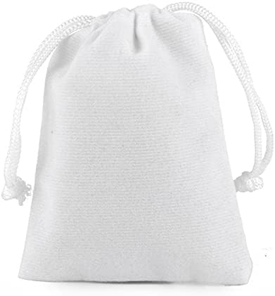 50 Pcs Velvet pouch Bag, Jewellery Drawstring Bag for Wedding Gift Candy Party Packaging, 4 Sizes and 10 Colors (White, 9 x 12 cm)