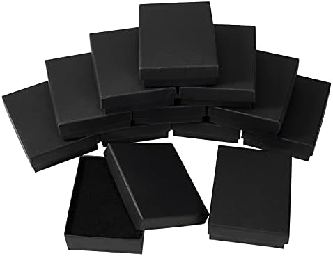 Ornaland 24 Pieces Kraft Paper Cardboard Boxes Jewelry Gift Boxes for Anklets Bracelet Earrings, Rectangle, Black, 9x6.9x2.7 cm