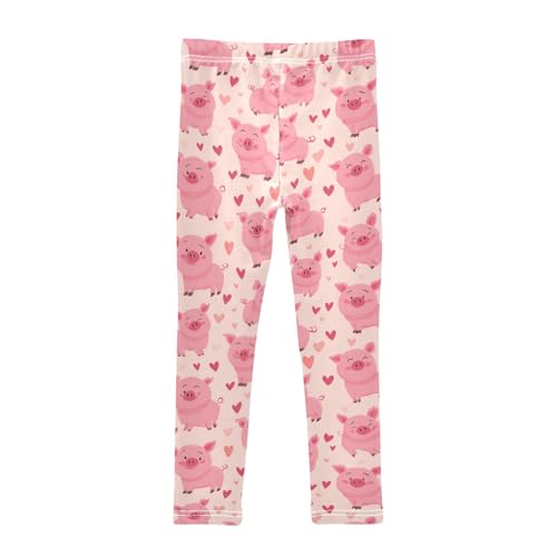 Girls Leggings Cartoon Cut Pig Heart Kids Length Leggings Pants Athletic Yoga Pants Toddler Tights Trousers 4T2
