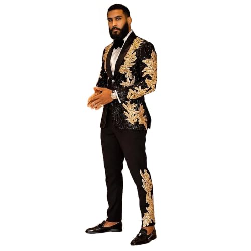Elegant Black and Gold Suit