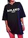 Oversized Tshirts for Women Trendy Graphic Tees Vintage Summer Short-Sleeve Preppy Shirts Casual Milano Black Small