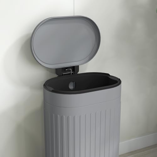 HOMCOM 30 Litre Pedal Bin, Fingerprint Proof Kitchen Bin with Soft-close Lid, Metal Rubbish Bin with Foot Pedal and Removable Inner Bucket, Grey - Image 8