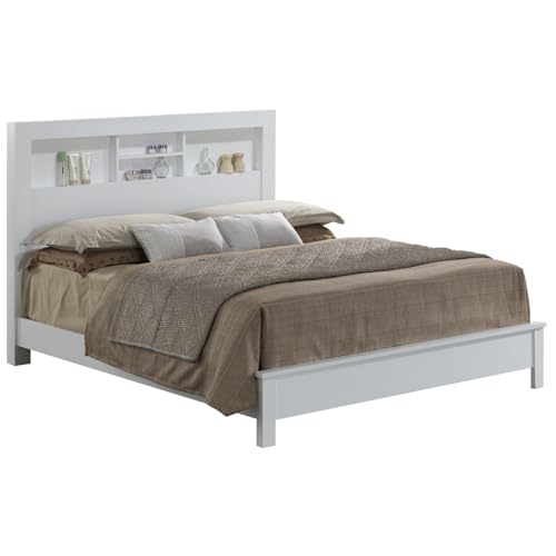 HomeStock Queen Bed Rococo Romance White - Elegant Bedroom Furniture