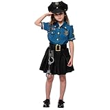 Halloween Child Girl Police costume light blue style (Small (5-7yr))