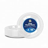 R-kay 100 Pack 6 Inch Clear Plastic Plates - Heavy Duty Small Dessert Plates - Microwavable Small Appetizer Plates