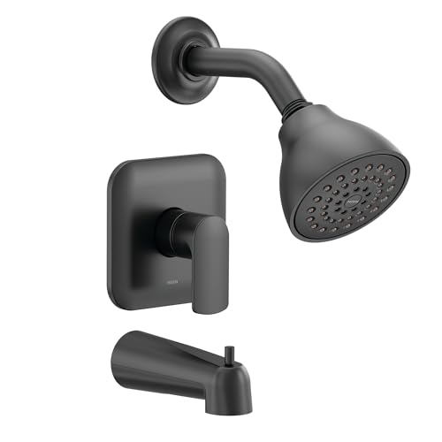 Kit de grifería para bañera y ducha Moen UT2813EPBL Rizon M-CORE 2-Series, 1 mango, acabado negro mate, válvula no incluida miniatura 1