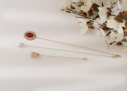 Image of Alilang 3Pcs Vintage Style Hat Lapel Brooch Pins with Flexible Bendable Design for Secure Fit on Hats, Scarves, and Suits
