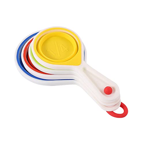 Copo medidor de silicone conjunto de 4 peças, colher de medição dobrável para alimentos secos, econo