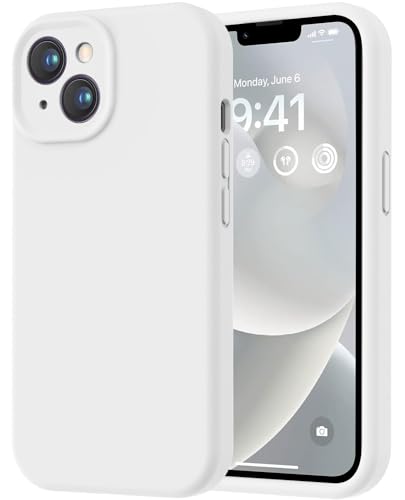 Image of LOVE 3000 Designed for iPhone 14 Case, Premium Silicone with [Soft Anti-Scratch Microfiber Lining] Shockproof Protective Phone Case for Men Women Girls 6.1 inch, White