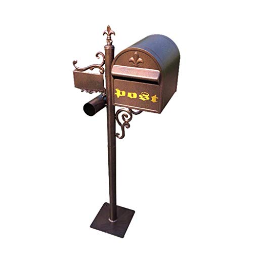 Pole-style Mailbox, Floor-standing Mailbox/decorative Photography Props Decoration Box/outdoor Garden Galvanized Plate Mailbox, Waterproof Letter Box With Lock Design