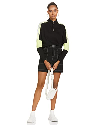Image of Max Cotton Women Colorblocked Sporty Round Neck Sweatshirt
