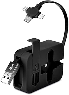 TEXXY Multi 3-in-1 Charging Cable,three in One Charging Cable Roll Retractable Charging Cable Carry on Phone Holder/Charger 4 in 1, Multi Charger Cable for Laptop Tablet Mobile Phone, Black