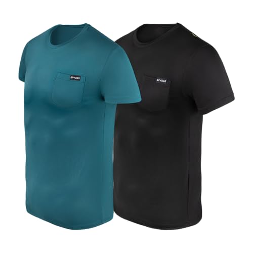 Spyder Mens Performance Moisture Wicking Crew Neck Undershirts/Ultra Soft Stretch Sports T-Shirt W/Pocket