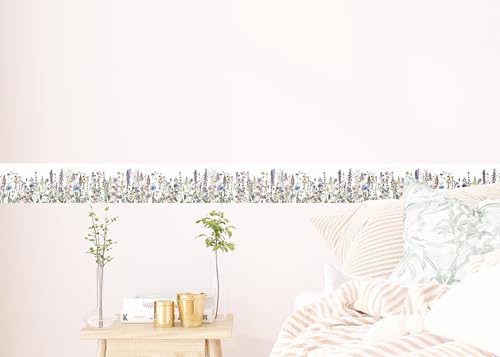 AG Design Selbstklebende Bordüre Wildblumen, AWB 8484 | Wasserfest Dekoration für Wände, Möbel, Tapeten, Wandverkleidungen und Türen, Folie | Breite 500 cm x Höhe 13.8 cm