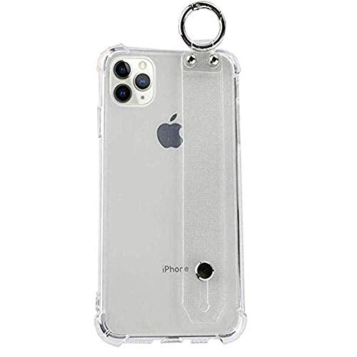 Gorilla Gadgets Clear Case Compatible with iPhone 12 Pro Max Case, Soft Silicone Slim Fit Phone Case Rubber Gel Anti-Scratch Protective Shell Wrist Strap Stand Holder Cover (Clear)