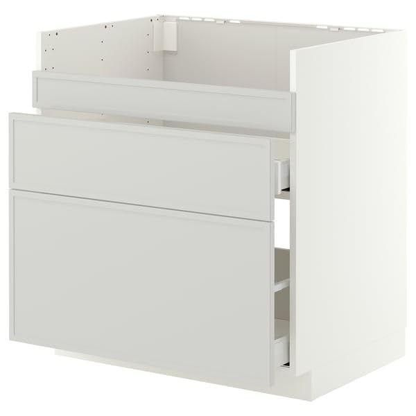 ProTuning METOD/MAXIMERA Base cb f HAVSEN snk/3 frnts/2 drws, bianco/grigio chiaro Aspudden, 80x60 cm