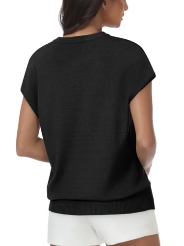 Image of Womens Tops Summer Sweaters Short Sleeve Shirts Dressy Casual Basic Casual Cap Sleeve Tops Beach Vacation Clothes