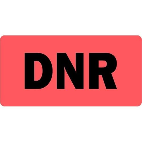 DNR Medical Labels - 2” x 1”, 500 Labels/Roll, Fluorescent Red w/Black Text | Charts, Records, Patient Documents - Do Not Resuscitate Labels | LabelValue Brand