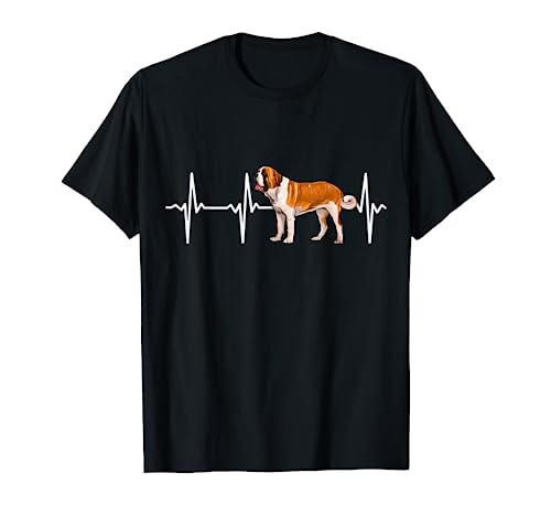 St. Bernard Heartbeat Love My Dog T-Shirt, Black