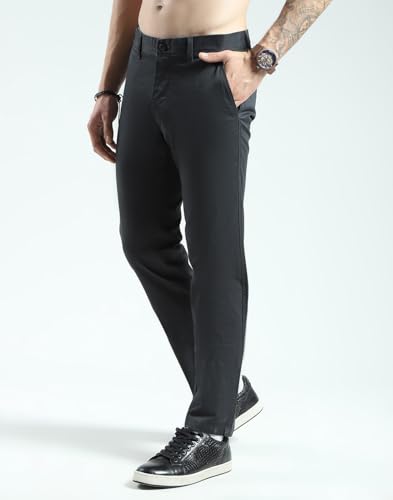 Image of Monte Carlo Men's Regular Fit Trouser Pants | Solid Pattern Casual Trousers | Button Closure | Stylish & Comfortable Formal Trouser for Men's