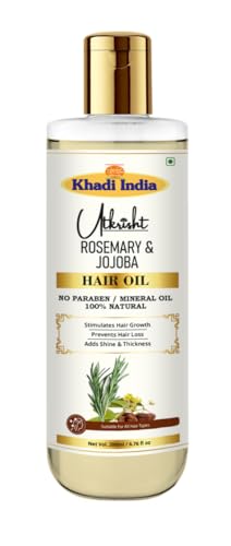 Image of Khadi Rosemary & Jojoba Hair Oil 200ml | Oil For Hair Growth, Dry & Frizzy Hair | Non Sticky, Paraben & Mineral Oil Free | Suitable for All Hair Types | Daily Use for Men & Women
