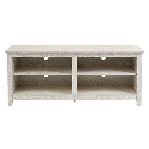 Walker Edison Wren Classic 4 Cubby TV Stand for TVs up to 65 Inches, 58 Inch, White Wash - Thumbnail 6